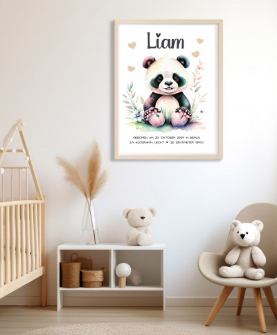 Personalisiertes Geburtsposter | Motiv Panda