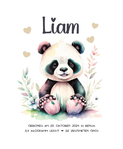 Personalisiertes Geburtsposter | Motiv Panda