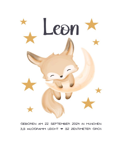 Personalisiertes Geburtsposter | Motiv Fuchs