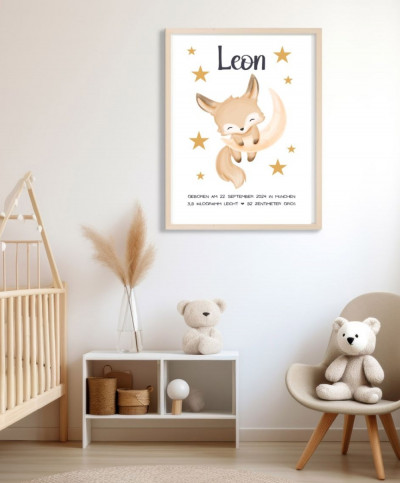 personalisiertes Poster mit süßem Fuchs als Motiv