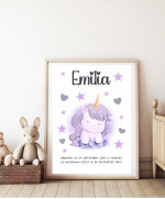 Personalisiertes Geburtsposter - Motiv Einhorn