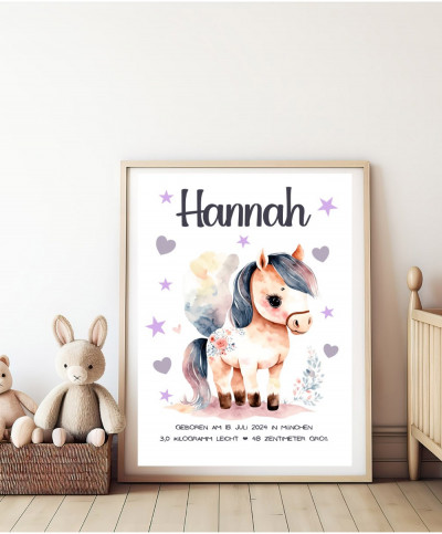 Personalisiertes Geburtsposter - Motiv Pony