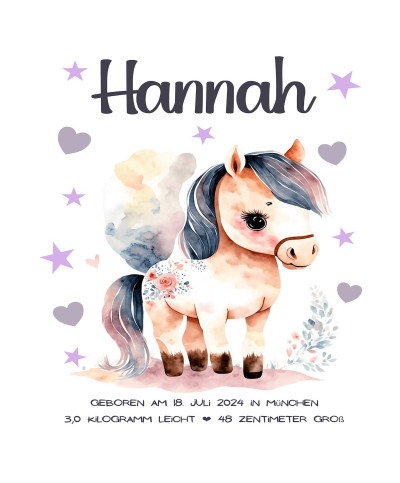 Personalisiertes Geburtsposter | Motiv Pony
