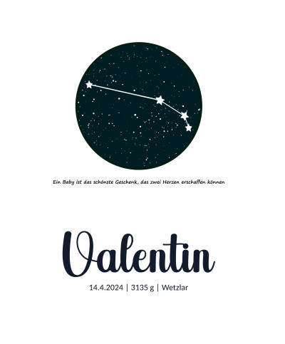 Personalisiertes Geburtsposter | Sternbild Widder