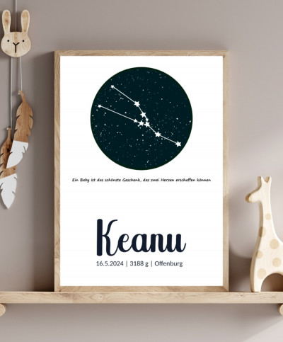 Personalisiertes Geburtsposter mit Sternbild Stier