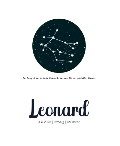Personalisiertes Geburtsposter | Sternbild Zwillinge
