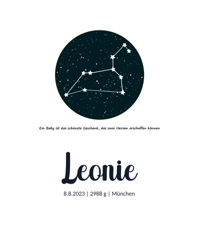 Personalisiertes Geburtsposter | Sternbild Löwe
