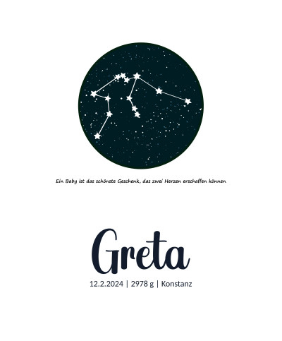 Personalisiertes Geburtsposter | Sternbild Wassermann