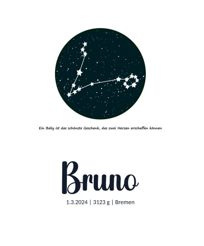 Personalisiertes Geburtsposter | Sternbild Fische