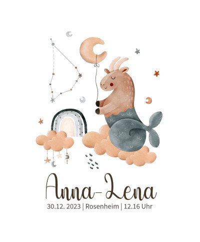 Personalisiertes Geburtsposter | Sternzeichen Steinbock