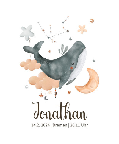 Personalisiertes Geburtsposter | Sternzeichen Wassermann