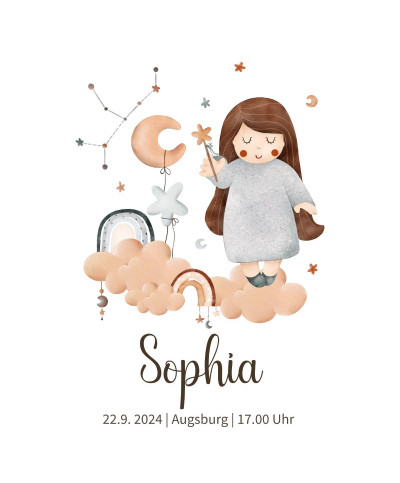 Personalisiertes Geburtsposter mit Sternzeichen - Motiv Jungfrau