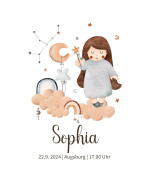 Personalisiertes Geburtsposter mit Sternzeichen - Motiv Jungfrau