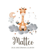 Personalisiertes Geburtsposter mit Sternzeichen - Motiv Waage
