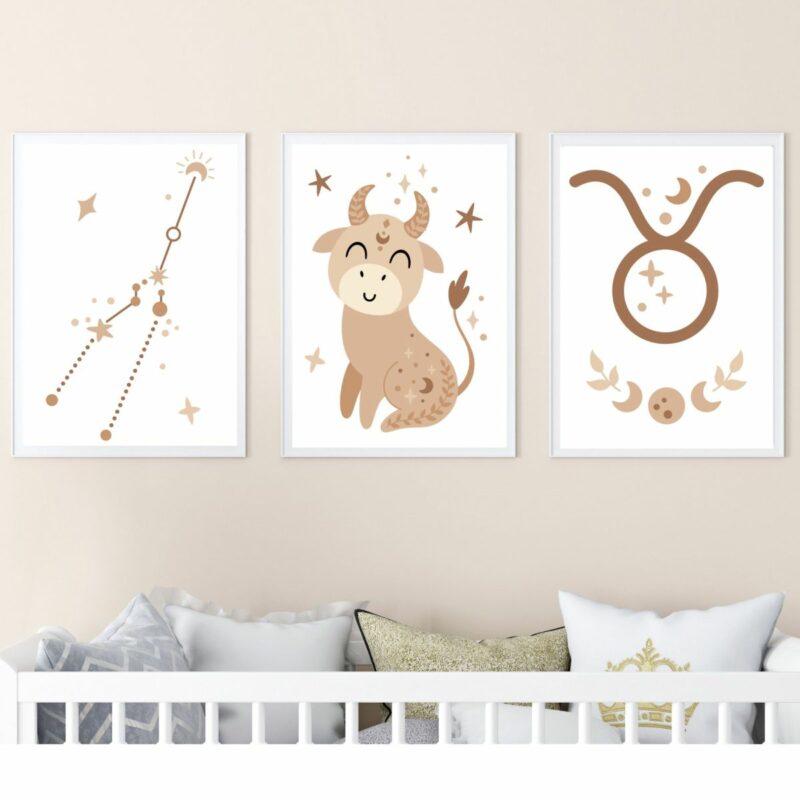 Geburtsposter 3er Set | Sternzeichen Stier