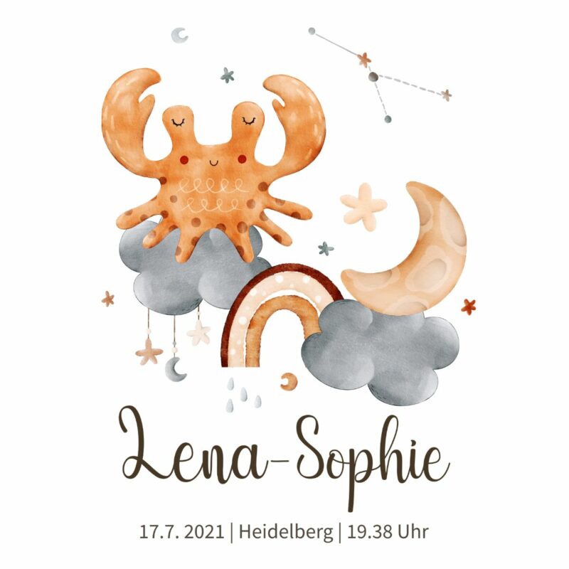 Personalisiertes Geburtsposter | Sternzeichen Krebs – Bild 2