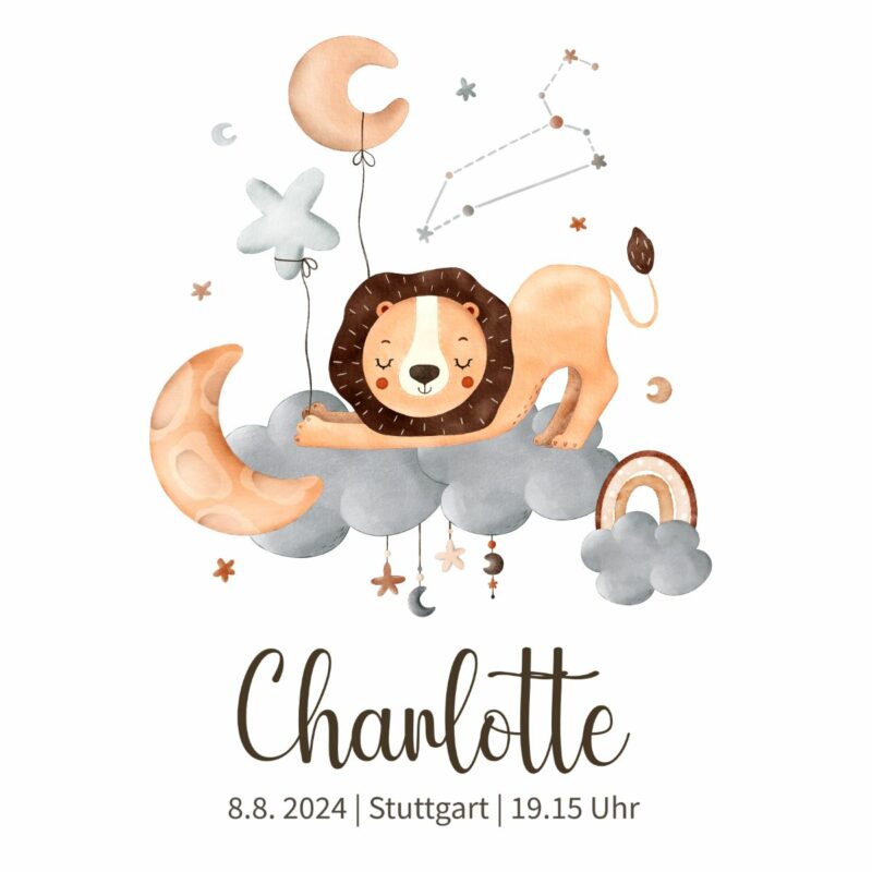 Personalisiertes Geburtsposter | Sternzeichen Löwe – Bild 2