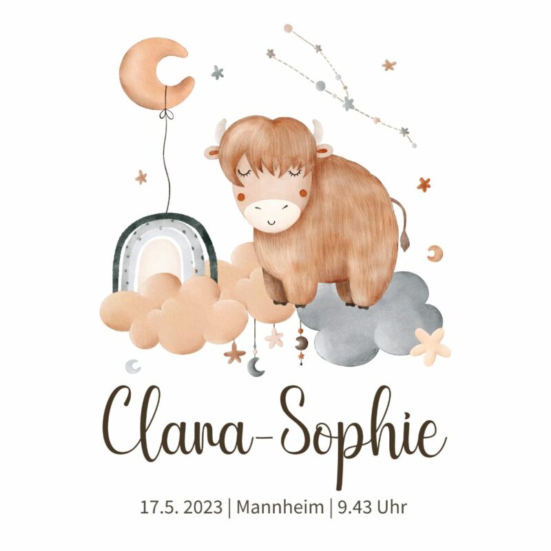 Personalisiertes Geburtsposter | Sternzeichen Stier – Bild 2