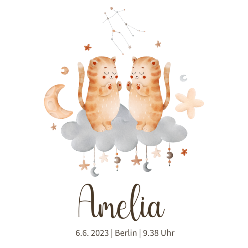Personalisiertes Geburtsposter | Sternzeichen Zwillinge – Bild 2
