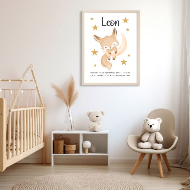 Personalisiertes Geburtsposter | Motiv Fuchs
