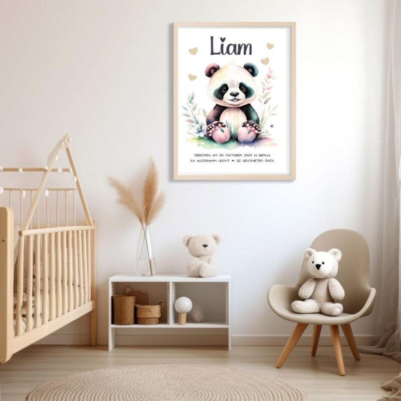 Personalisiertes Geburtsposter | Motiv Panda
