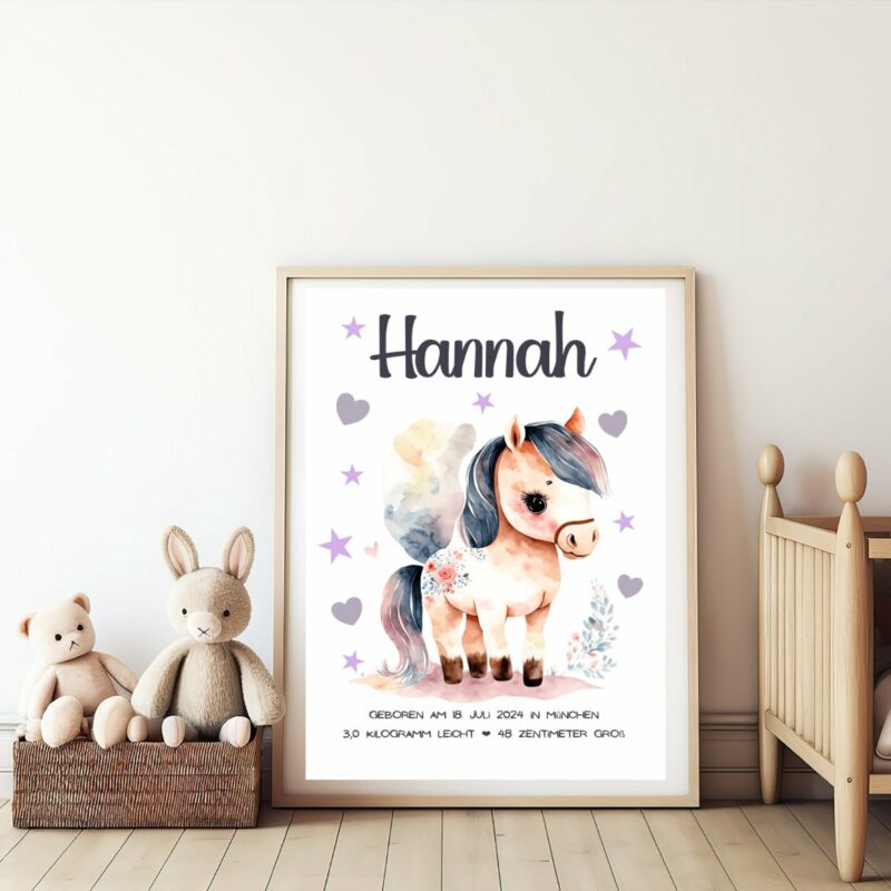 Personalisiertes Geburtsposter | Motiv Pony