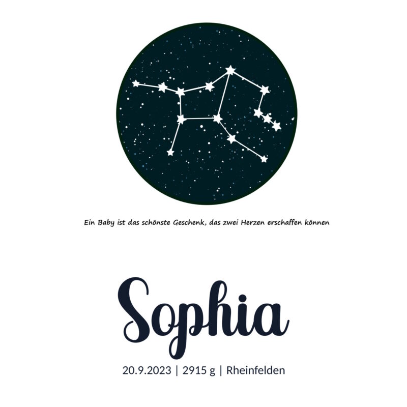 Personalisiertes Geburtsposter | Sternbild Jungfrau – Bild 2